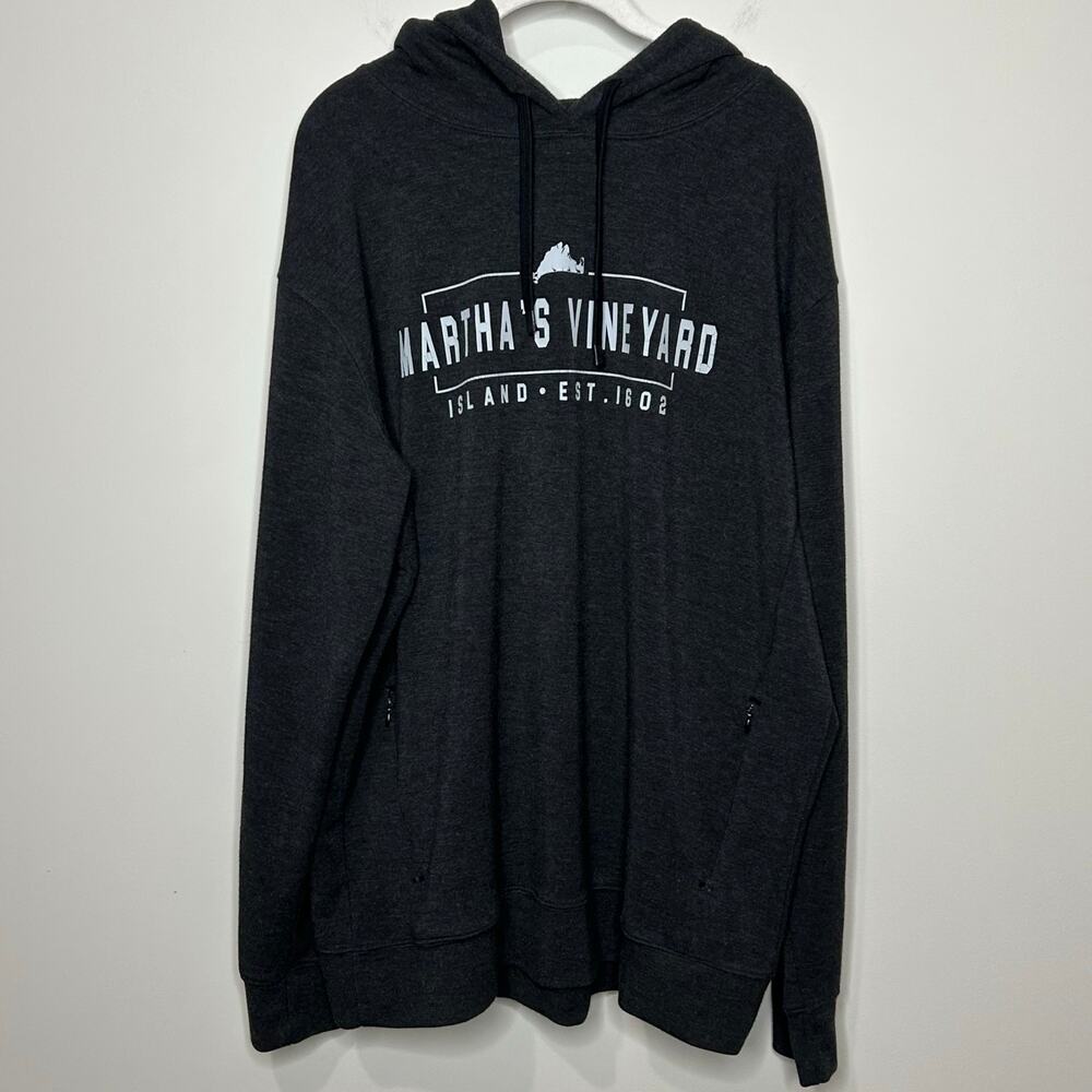 Martha's Vineyard Gray Hoodie Sweatshirt Size L Pullover Momentum Zipper Pockets